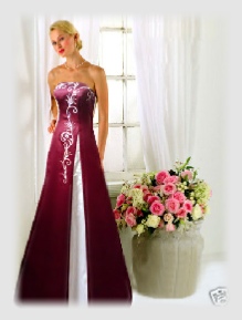 maroon wedding gown
